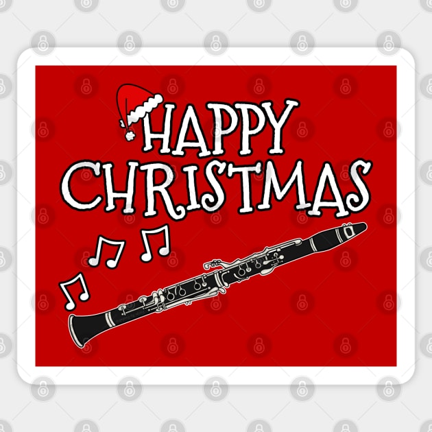 Christmas Clarinet Clarinetist Musician Santa Hat Xmas 2022 Sticker by doodlerob